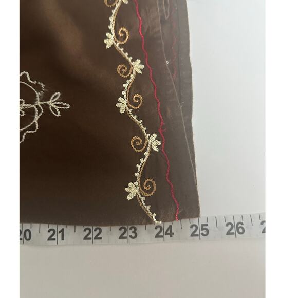 Geeta Split Wide Leg Embroidered Crop Pants OS 32x25 Brown Flowy Bohemian Gypsy - Picture 7 of 10
